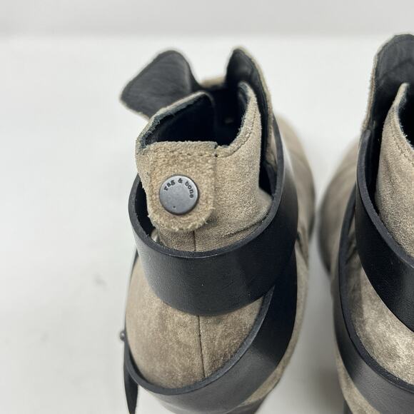 Rag & Bone Harrow Ankle Boots Womens Size 7-7.5 Tan Suede Booties Heeled Shoes - Picture 7 of 13